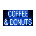 thumbnail image 1 of SpellBrite COFFEE & DONUTS LED Sign for Business. 30.8" x 15.0" Blue COFFEE & DONUTS Sign Has Neon Sign Look With Energy Efficient LED Light Source. Visible from 500+ Feet, 8 Animation Settings., 1 of 4