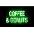 thumbnail image 1 of SpellBrite COFFEE & DONUTS LED Sign for Business. 30.8" x 15.0" Green COFFEE & DONUTS Sign Has Neon Sign Look With Energy Efficient LED Light Source. Visible from 500+ Feet, 8 Animation Settings., 1 of 4