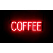 SpellBrite COFFEE LED Sign for Business. 22.7" x 6.3" Red COFFEE Sign Has Neon Sign Look With Energy Efficient LED Light Source. Visible from 500  Feet, 8 Animation Settings.