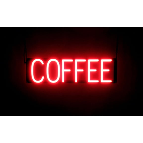 SpellBrite COFFEE LED Sign for Business. 22.7" x 6.3" Red COFFEE Sign Has Neon Sign Look With Energy Efficient LED Light Source. Visible from 500+ Feet, 8 Animation Settings.