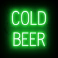 thumbnail image 1 of SpellBrite COLD BEER LED Sign for Business. 16.8" x 15.0" Green COLD BEER Sign Has Neon Sign Look With Energy Efficient LED Light Source. Visible from 500+ Feet, 8 Animation Settings., 1 of 4