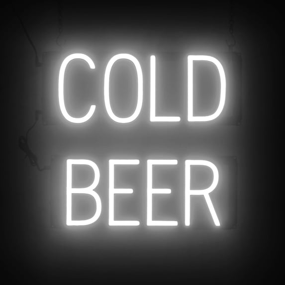 SpellBrite COLD BEER LED Sign for Business. 16.8" x 15.0" White COLD BEER Sign Has Neon Sign Look With Energy Efficient LED Light Source. Visible from 500+ Feet, 8 Animation Settings.