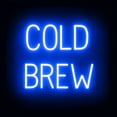 thumbnail image 1 of SpellBrite COLD BREW LED Sign for Business. 18.2" x 15.0" Blue COLD BREW Sign Has Neon Sign Look With Energy Efficient LED Light Source. Visible from 500+ Feet, 8 Animation Settings., 1 of 4