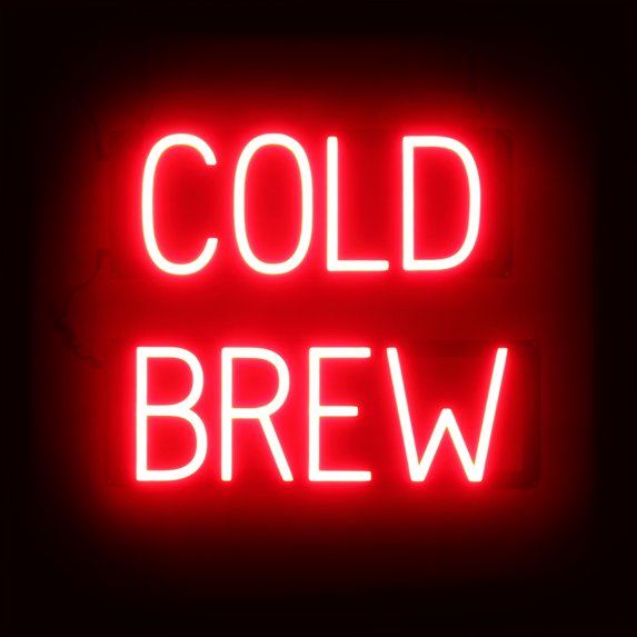 SpellBrite COLD BREW LED Sign for Business. 18.2" x 15.0" Red COLD BREW Sign Has Neon Sign Look With Energy Efficient LED Light Source. Visible from 500+ Feet, 8 Animation Settings.