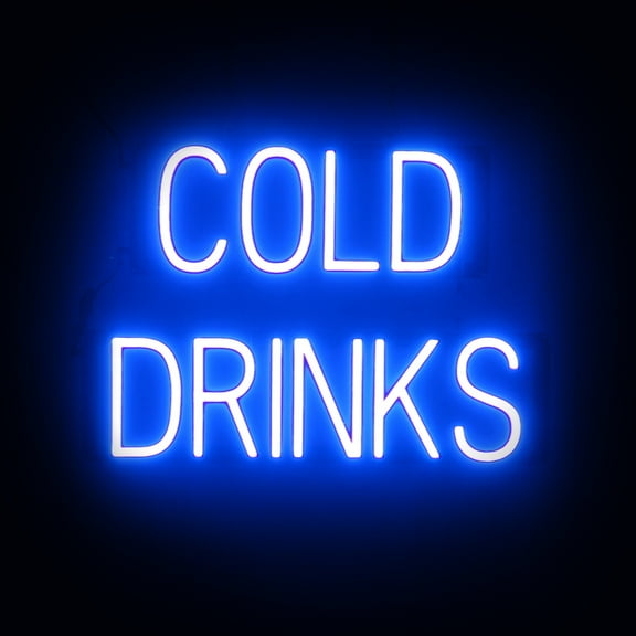 SpellBrite COLD DRINKS LED Sign for Business. 21.9" x 15.0" Blue COLD DRINKS Sign Has Neon Sign Look With Energy Efficient LED Light Source. Visible from 500+ Feet, 8 Animation Settings.
