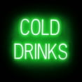 thumbnail image 1 of SpellBrite COLD DRINKS LED Sign for Business. 21.9" x 15.0" Green COLD DRINKS Sign Has Neon Sign Look With Energy Efficient LED Light Source. Visible from 500+ Feet, 8 Animation Settings., 1 of 4