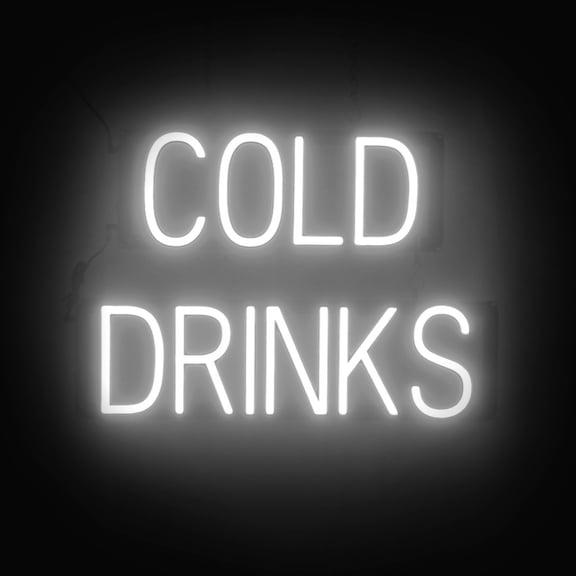 SpellBrite COLD DRINKS LED Sign for Business. 21.9" x 15.0" White COLD DRINKS Sign Has Neon Sign Look With Energy Efficient LED Light Source. Visible from 500+ Feet, 8 Animation Settings.