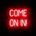 thumbnail image 1 of SpellBrite COME ON IN! LED Sign for Business. 17.8" x 15.0" Red COME ON IN! Sign Has Neon Sign Look With Energy Efficient LED Light Source. Visible from 500+ Feet, 8 Animation Settings., 1 of 4