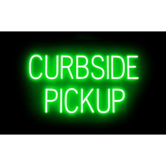 SpellBrite CURBSIDE PICKUP LED Sign for Business. 30.1" x 15.0" Green CURBSIDE PICKUP Sign Has Neon Sign Look With Energy Efficient LED Light Source. Visible from 500+ Feet, 8 Animation Settings.
