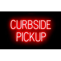 SpellBrite CURBSIDE PICKUP LED Sign for Business. 30.1" x 15.0" Red CURBSIDE PICKUP Sign Has Neon Sign Look With Energy Efficient LED Light Source. Visible from 500 Feet, 8 Animation Settings.