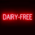 thumbnail image 1 of SpellBrite DAIRY-FREE LED Sign for Business. 34.3" x 6.3" Red DAIRY-FREE Sign Has Neon Sign Look With Energy Efficient LED Light Source. Visible from 500+ Feet, 8 Animation Settings., 1 of 4