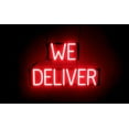 thumbnail image 1 of SpellBrite WE DELIVER LED Sign for Business. 24.0" x 15.0" Red WE DELIVER Sign Has Neon Sign Look With Energy Efficient LED Light Source. Visible from 500+ Feet, 8 Animation Settings., 1 of 4