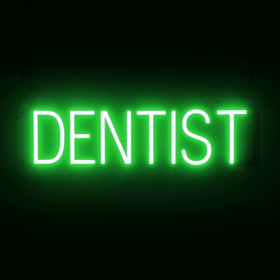 SpellBrite DENTIST LED Sign for Business. 25.0" x 6.3" Green DENTIST Sign Has Neon Sign Look With Energy Efficient LED Light Source. Visible from 500+ Feet, 8 Animation Settings.