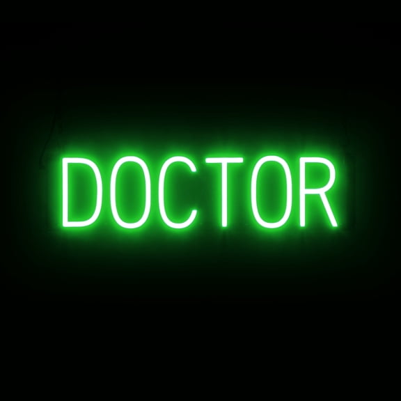 SpellBrite DOCTOR LED Sign for Business. 24.9" x 6.3" Green DOCTOR Sign Has Neon Sign Look With Energy Efficient LED Light Source. Visible from 500+ Feet, 8 Animation Settings.