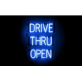 thumbnail image 1 of SpellBrite DRIVE THRU OPEN LED Sign for Business. 18.0" x 23.8" Blue DRIVE THRU OPEN Sign Has Neon Sign Look With Energy Efficient LED Light Source. Visible from 500+ Feet, 8 Animation Settings., 1 of 4