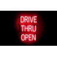 thumbnail image 1 of SpellBrite DRIVE THRU OPEN LED Sign for Business. 18.0" x 23.8" Red DRIVE THRU OPEN Sign Has Neon Sign Look With Energy Efficient LED Light Source. Visible from 500+ Feet, 8 Animation Settings., 1 of 4