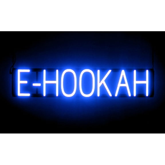 SpellBrite E-HOOKAH LED Sign for Business. 30.8" x 6.3" Blue E-HOOKAH Sign Has Neon Sign Look With Energy Efficient LED Light Source. Visible from 500+ Feet, 8 Animation Settings.