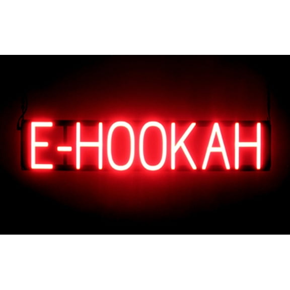 SpellBrite E-HOOKAH LED Sign for Business. 30.8" x 6.3" Red E-HOOKAH Sign Has Neon Sign Look With Energy Efficient LED Light Source. Visible from 500+ Feet, 8 Animation Settings.