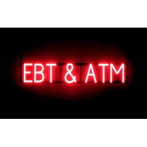 SpellBrite EBT & ATM LED Sign for Business. 33.2" x 6.3" Red EBT & ATM Sign Has Neon Sign Look With Energy Efficient LED Light Source. Visible from 500  Feet, 8 Animation Settings.