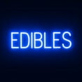 thumbnail image 1 of SpellBrite EDIBLES LED Sign for Business. 23.8" x 6.3" Blue EDIBLES Sign Has Neon Sign Look With Energy Efficient LED Light Source. Visible from 500+ Feet, 8 Animation Settings., 1 of 4
