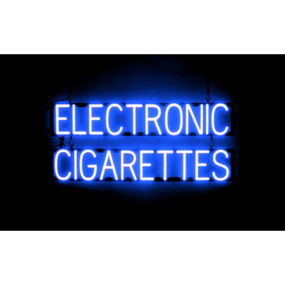 SpellBrite ELECTRONIC CIGARETTES LED Sign for Business. 36.0" x 15.0" Blue ELECTRONIC CIGARETTES Sign Has Neon Sign Look With Energy Efficient LED Light Source. Visible from 500+ Feet, 8 Animations.