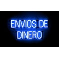 thumbnail image 1 of SpellBrite ENVIOS DE DINERO LED Sign for Business. 31.0" x 15.0" Blue ENVIOS DE DINERO Sign Has Neon Sign Look With Energy Efficient LED Light Source. Visible from 500+ Feet, 8 Animation Settings., 1 of 4