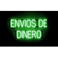 thumbnail image 1 of SpellBrite ENVIOS DE DINERO LED Sign for Business. 31.0" x 15.0" Green ENVIOS DE DINERO Sign Has Neon Sign Look With Energy Efficient LED Light Source. Visible from 500+ Feet, 8 Animation Settings., 1 of 4