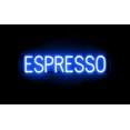 thumbnail image 1 of SpellBrite ESPRESSO LED Sign for Business. 30.7" x 6.3" Blue ESPRESSO Sign Has Neon Sign Look With Energy Efficient LED Light Source. Visible from 500+ Feet, 8 Animation Settings., 1 of 4