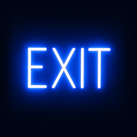 SpellBrite EXIT LED Sign for Business. 14.1" x 6.3" Blue EXIT Sign Has Neon Sign Look With Energy Efficient LED Light Source. Visible from 500+ Feet, 8 Animation Settings.