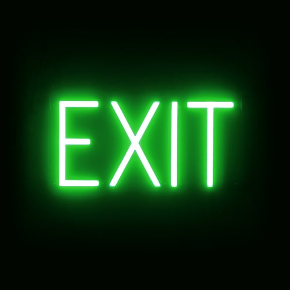 SpellBrite EXIT LED Sign for Business. 14.1" x 6.3" Green EXIT Sign Has Neon Sign Look With Energy Efficient LED Light Source. Visible from 500+ Feet, 8 Animation Settings.