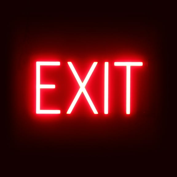 SpellBrite EXIT LED Sign for Business. 14.1" x 6.3" Red EXIT Sign Has Neon Sign Look With Energy Efficient LED Light Source. Visible from 500+ Feet, 8 Animation Settings.