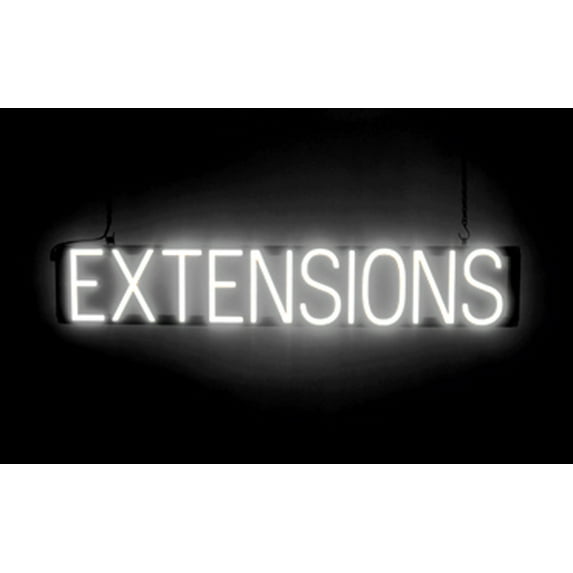 SpellBrite EXTENSIONS LED Sign for Business. 36.0" x 6.3" White EXTENSIONS Sign Has Neon Sign Look With Energy Efficient LED Light Source. Visible from 500+ Feet, 8 Animation Settings.