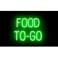 thumbnail image 1 of SpellBrite FOOD TO-GO LED Sign for Business. 19.8" x 15.0" Green FOOD TO-GO Sign Has Neon Sign Look With Energy Efficient LED Light Source. Visible from 500+ Feet, 8 Animation Settings., 1 of 4