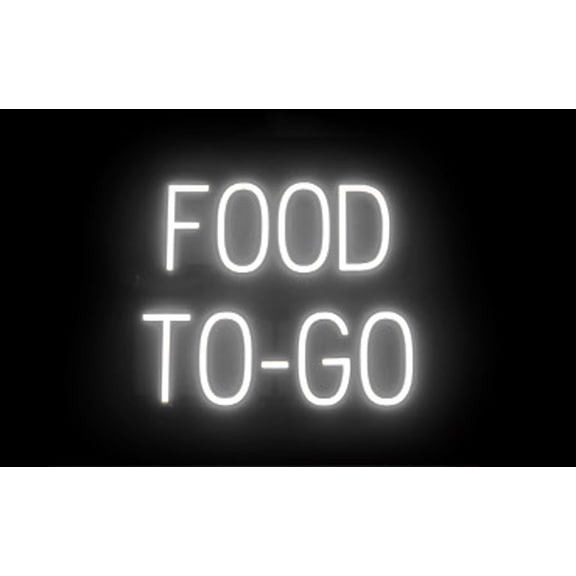 SpellBrite FOOD TO-GO LED Sign for Business. 19.8" x 15.0" White FOOD TO-GO Sign Has Neon Sign Look With Energy Efficient LED Light Source. Visible from 500+ Feet, 8 Animation Settings.