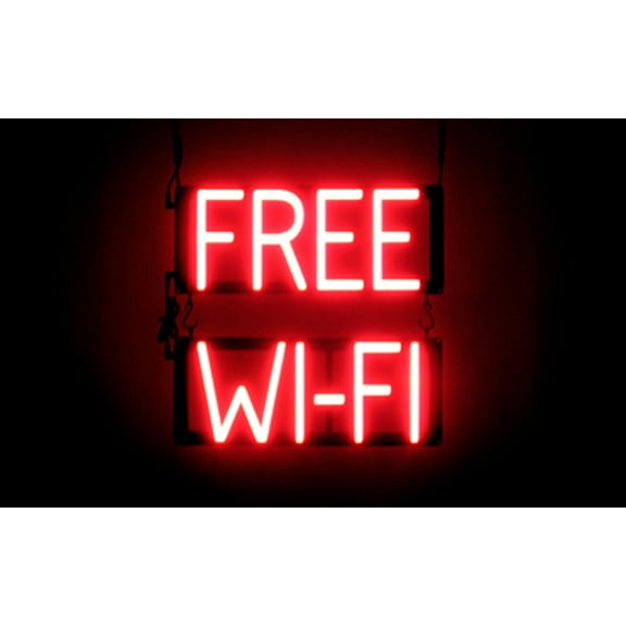 SpellBrite FREE WI-FI LED Sign for Business. 15.4" x 15.0" Red FREE WI-FI Sign Has Neon Sign Look With Energy Efficient LED Light Source. Visible from 500+ Feet, 8 Animation Settings.