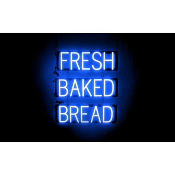 SpellBrite FRESH BAKED BREAD LED Sign for Business. 20.5" x 23.8" Blue FRESH BAKED BREAD Sign Has Neon Sign Look With Energy Efficient LED Light Source. Visible from 500+ Feet, 8 Animation Settings.