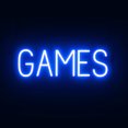 thumbnail image 1 of SpellBrite GAMES LED Sign for Business. 21.7" x 6.3" Blue GAMES Sign Has Neon Sign Look With Energy Efficient LED Light Source. Visible from 500+ Feet, 8 Animation Settings., 1 of 4
