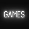 thumbnail image 1 of SpellBrite GAMES LED Sign for Business. 21.7" x 6.3" White GAMES Sign Has Neon Sign Look With Energy Efficient LED Light Source. Visible from 500+ Feet, 8 Animation Settings., 1 of 4