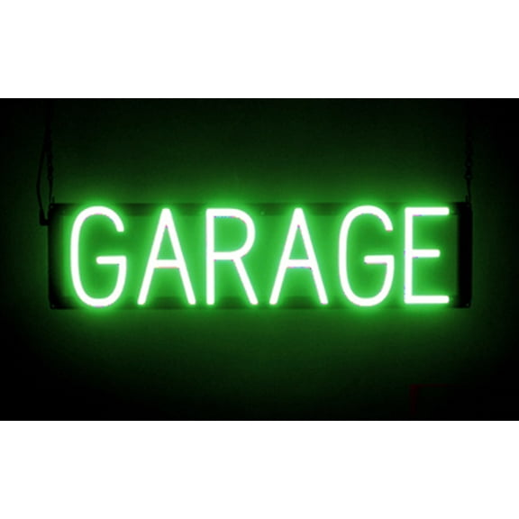 SpellBrite GARAGE LED Sign for Business. 24.1" x 6.3" Green GARAGE Sign Has Neon Sign Look With Energy Efficient LED Light Source. Visible from 500+ Feet, 8 Animation Settings.