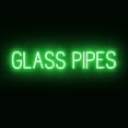 thumbnail image 1 of SpellBrite GLASS PIPES LED Sign for Business. 37.6" x 6.3" Green GLASS PIPES Sign Has Neon Sign Look With Energy Efficient LED Light Source. Visible from 500+ Feet, 8 Animation Settings., 1 of 4