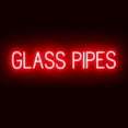 thumbnail image 1 of SpellBrite GLASS PIPES LED Sign for Business. 37.6" x 6.3" Red GLASS PIPES Sign Has Neon Sign Look With Energy Efficient LED Light Source. Visible from 500+ Feet, 8 Animation Settings., 1 of 4