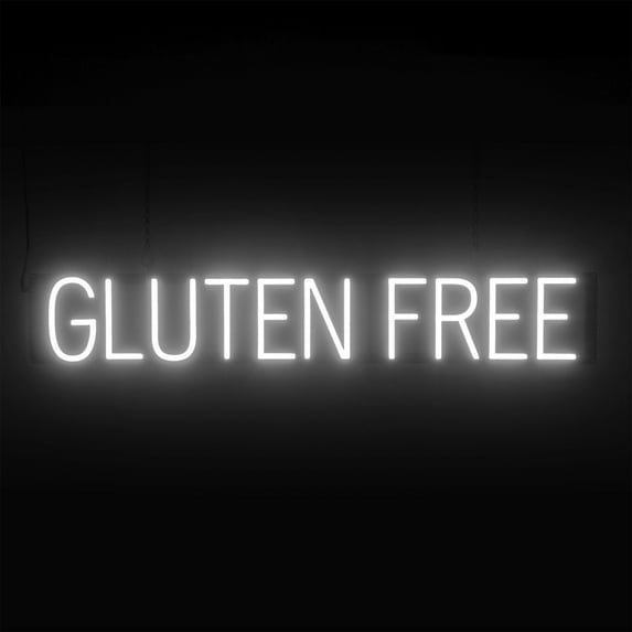 SpellBrite GLUTEN FREE LED Sign for Business. 38.8" x 6.3" White GLUTEN FREE Sign Has Neon Sign Look With Energy Efficient LED Light Source. Visible from 500+ Feet, 8 Animation Settings.
