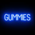thumbnail image 1 of SpellBrite GUMMIES LED Sign for Business. 27.1" x 6.3" Blue GUMMIES Sign Has Neon Sign Look With Energy Efficient LED Light Source. Visible from 500+ Feet, 8 Animation Settings., 1 of 4