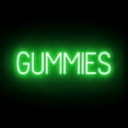 thumbnail image 1 of SpellBrite GUMMIES LED Sign for Business. 27.1" x 6.3" Green GUMMIES Sign Has Neon Sign Look With Energy Efficient LED Light Source. Visible from 500+ Feet, 8 Animation Settings., 1 of 4