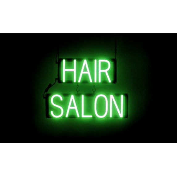 SpellBrite HAIR SALON LED Sign for Business. 20.9" x 15.0" Green HAIR SALON Sign Has Neon Sign Look With Energy Efficient LED Light Source. Visible from 500+ Feet, 8 Animation Settings.
