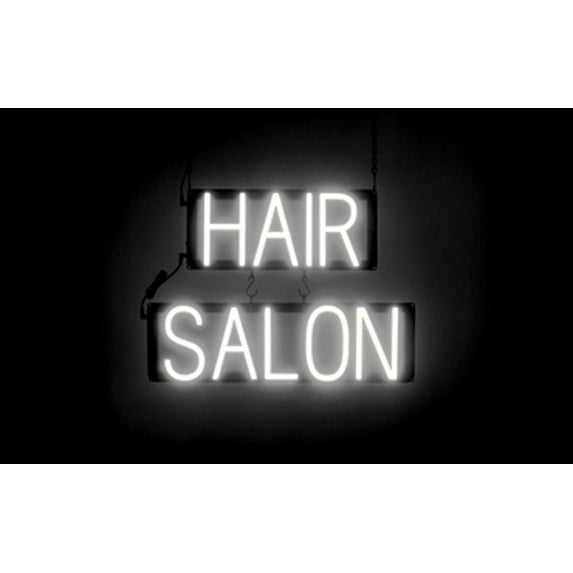 SpellBrite HAIR SALON LED Sign for Business. 20.9" x 15.0" White HAIR SALON Sign Has Neon Sign Look With Energy Efficient LED Light Source. Visible from 500+ Feet, 8 Animation Settings.