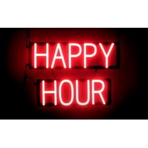 SpellBrite HAPPY HOUR LED Sign for Business. 21.0" x 15.0" Red HAPPY HOUR Sign Has Neon Sign Look With Energy Efficient LED Light Source. Visible from 500 Feet, 8 Animation Settings.