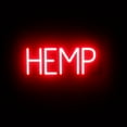 thumbnail image 1 of SpellBrite HEMP LED Sign for Business. 17.3" x 6.3" Red HEMP Sign Has Neon Sign Look With Energy Efficient LED Light Source. Visible from 500+ Feet, 8 Animation Settings., 1 of 4