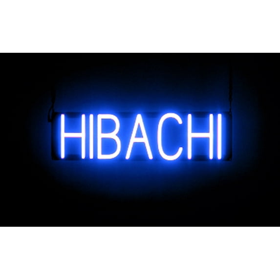 SpellBrite HIBACHI LED Sign for Business. 23.2" x 6.3" Blue HIBACHI Sign Has Neon Sign Look With Energy Efficient LED Light Source. Visible from 500+ Feet, 8 Animation Settings.