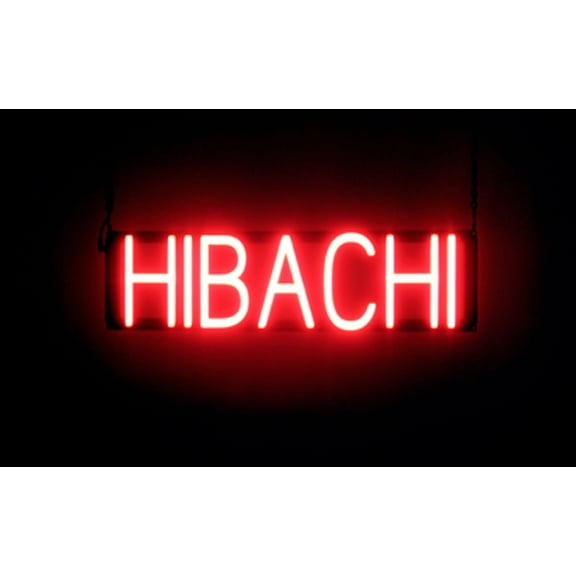 SpellBrite HIBACHI LED Sign for Business. 23.2" x 6.3" Red HIBACHI Sign Has Neon Sign Look With Energy Efficient LED Light Source. Visible from 500+ Feet, 8 Animation Settings.